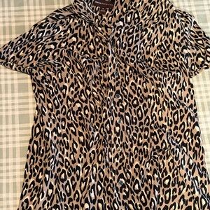 Dana Buchman Animal Print Blouse in Tan and Black
